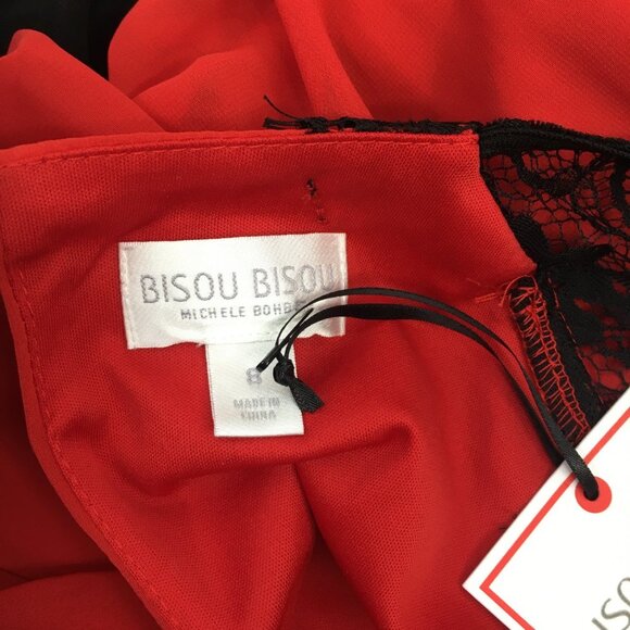 Bisou Bisou Color Block Black And Red Long Sleeves Dress Size 8. NWT - Picture 11 of 15